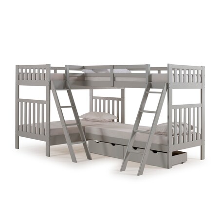 Alaterre Furniture Aurora Twin Over Twin Wood Bunk Bed, Dove Gray, Weight: 301.9 AJAU0380S